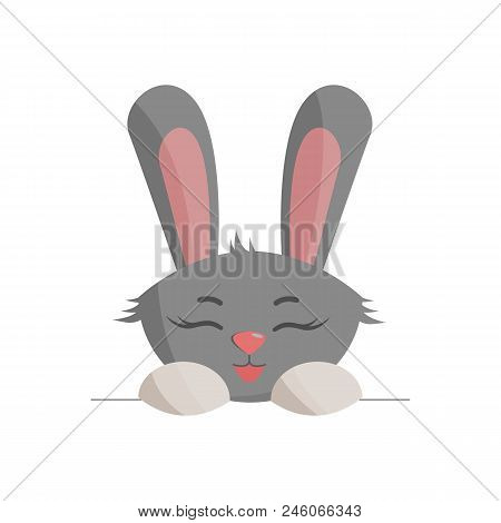 Cute Flat Design Rabbit. Icon. Vector Illustration