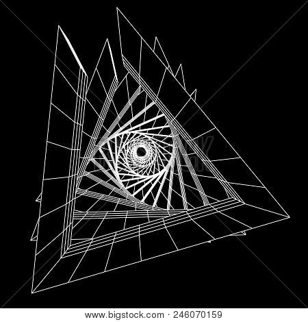 Futuristic Tunnel Of Wireframe Low Poly Mesh Construction. Futuristic Background, Business Concept. 
