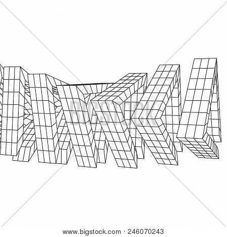 Futuristic Tunnel Of Wireframe Low Poly Mesh Construction. Futuristic Background, Business Concept. 