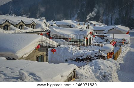 Snow Village In Harbin, China