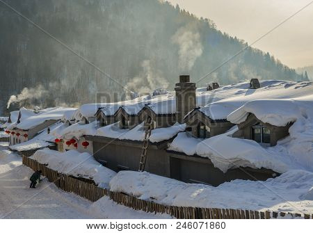Snow Village In Harbin, China