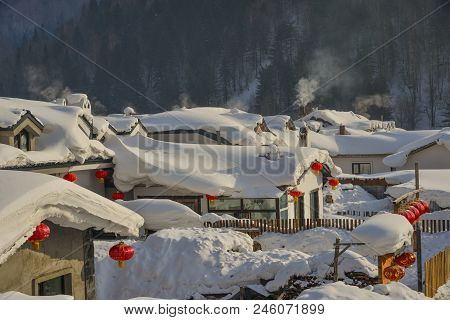 Snow Village In Harbin, China