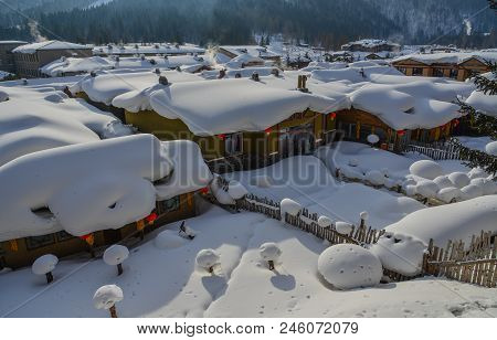 Snow Village In Harbin, China