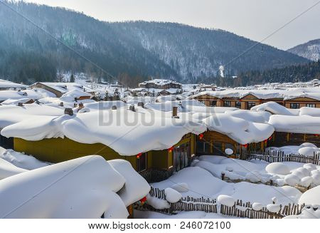 Snow Village In Harbin, China
