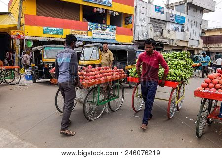 Mysore, India - December, 25th, 2017. View Of Devaraja Market In Mysore.