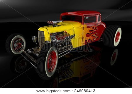 Hot Rod Sports Car. 3d Render Illustration
