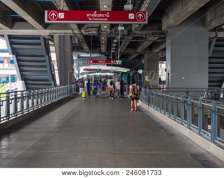 Bangkok, Thailand - May 6,2017 : Unidentified  Passengers Walk To Exit Gate From The Suvarnabhumi Ai