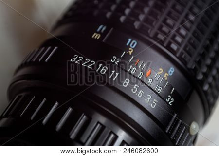 Close Up Details On A Vintage Lens