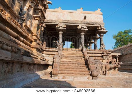 Western Entrance To The Agra-mandapa, Airavatesvara Temple, Darasuram, Tamil Nadu, India. View From 