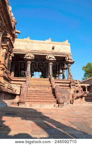Western Entrance To The Agra-mandapa, Airavatesvara Temple, Darasuram, Tamil Nadu, India. View From 