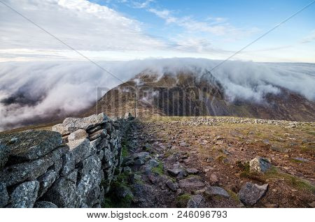 A View Along Slieve Donard Wall To Low Lying Clouds.