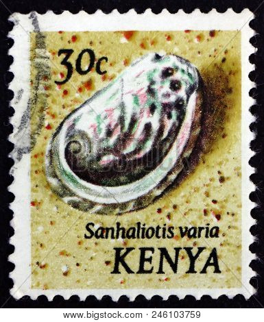 Kenya - Circa 1971: A Stamp Printed In Kenya Shows Variable Abalone, Sanhaliotis Varia, Is A Species
