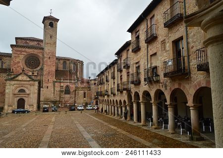 Beautiful View Of The Plaza Mayor And The Cathedral Of Santa Maria In Siguenza. Architecture, Travel