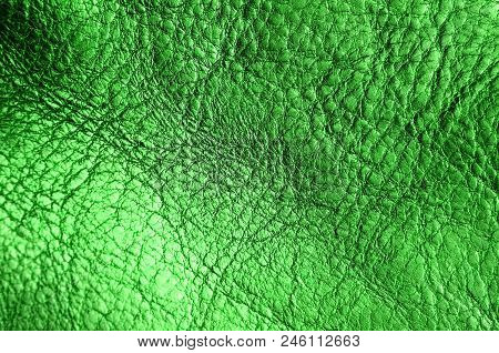 Close Up Of Natural Green Leather Background