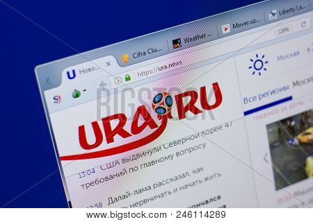 Ryazan, Russia - June 17, 2018: Homepage Of Ura Website On The Display Of Pc, Url - Ura.news