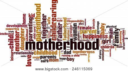 Motherhood Word Cloud Concept. Vector Illustration On White