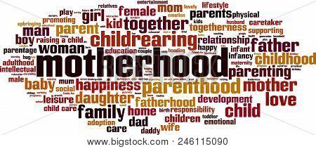 Motherhood Word Cloud Concept. Vector Illustration On White
