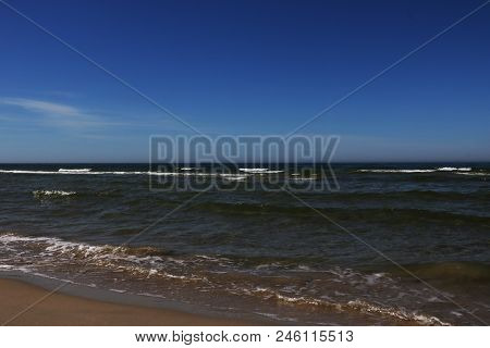 Beach On The Baltic Sea Shore On A Sunny Day In Palanga.