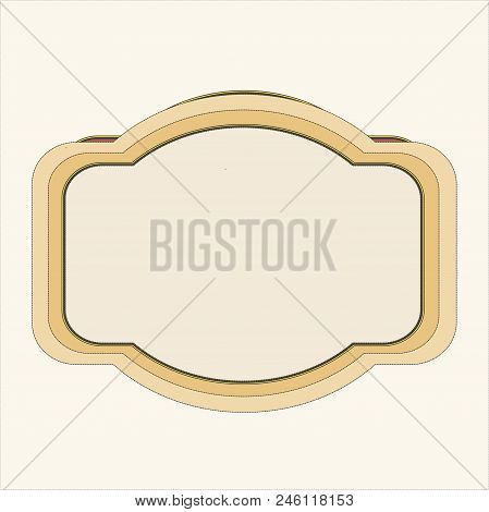 Wooden Frame For Painting Or Picture On White Background. Gold Frame Photo Isolated. Gold Frame On W