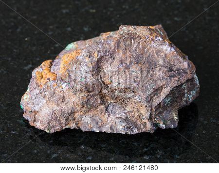 Macro Shooting Of Natural Mineral - Red Cuprite Ore And Green Malachite Crystals In Limonite Stone O