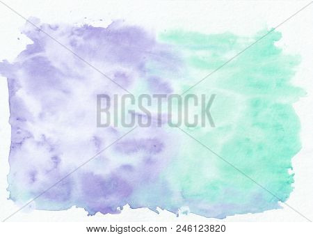 Indigo Lavander And Teal Mixed Watercolor Horizontal Gradient Background
