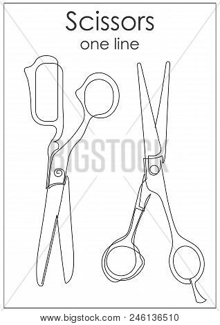 Scissors Are Drawn With A Single Line.