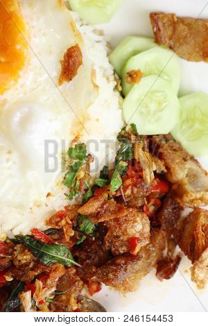 Fried Rice Basil With Crispy Pork Delicious