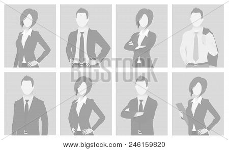 Default Placeholder Man And Woman Half-length Portrait Photo Avatar. Businessman And Businesswoman G