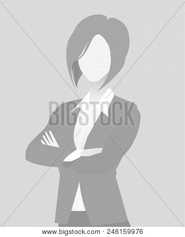 Default Placeholder Businesswoman Half-length Portrait Photo Avatar. Woman Gray Color