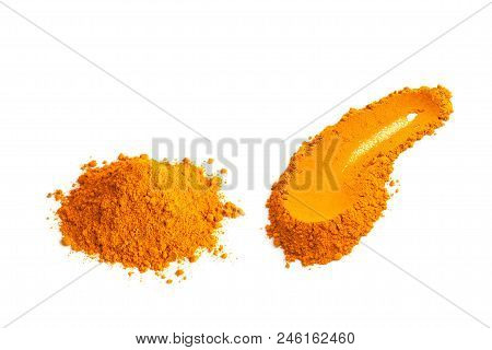 Turmeric Powder (curcuma) Isolated On White Background. Herbal