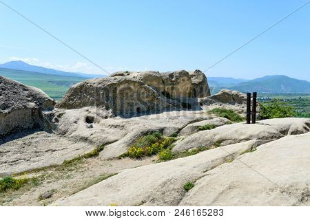 View of the ancient rock city of Uplistsikhe (Upliscyche), Georgia