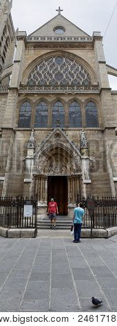 Paris - July 31, 2017: A Man Walking Into The Church Of Saint Severin.