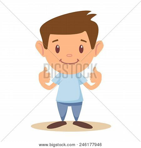 Little Boy Giving You Thumbs Up. Stock Vector Illustration For Poster, Greeting Card, Website, Ad, B