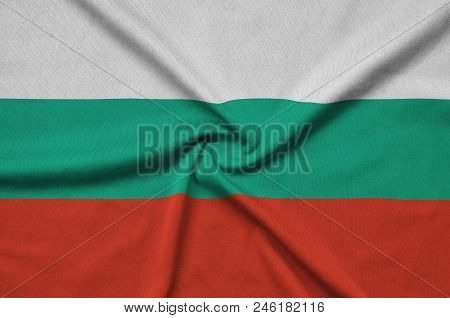 Bulgaria Flag  Is Depicted On A Sports Cloth Fabric With Many Folds. Sport Team Waving Banner