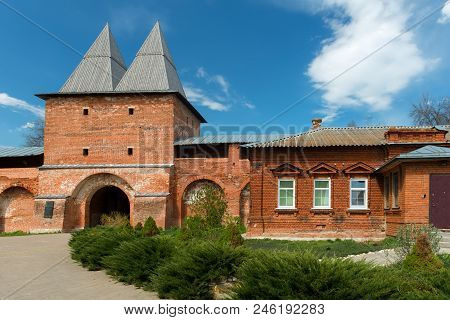 Nikolsky Gate And Wall Of Medieval Fortress. Inner View Of The Zaraisk Kremlin