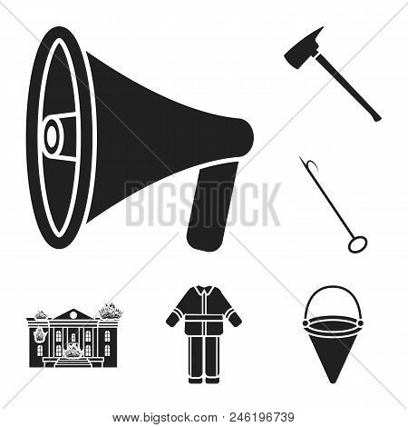 Fire Department Black Icons In Set Collection For Design. Firefighters And Equipment Vector Symbol S