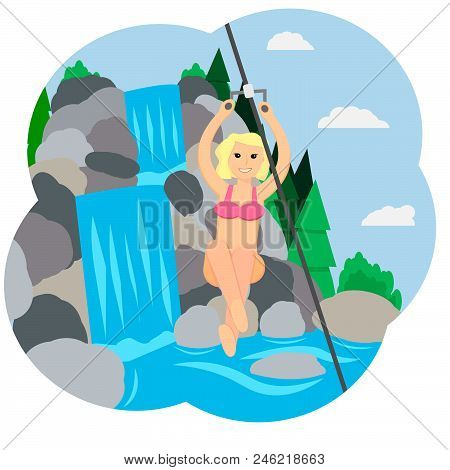 A Girl Is Engaged In Sports, Zip-line.