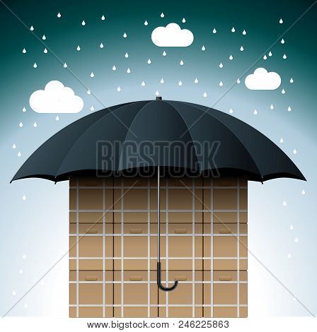 Carton Under Umbrella, The Sky Is Raining.