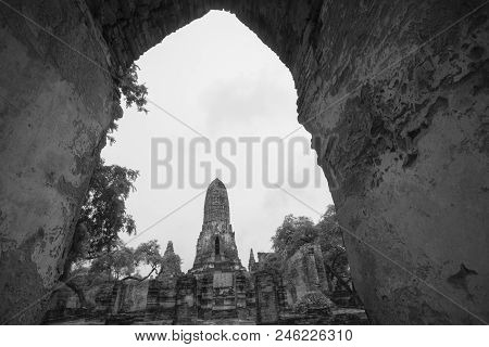 Temple Architecture View From Gate, Ayutthaya, Thailand