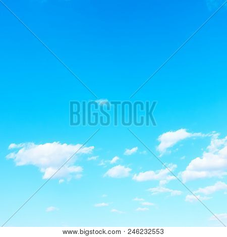 Almost clear blue sky in good weather - Background with space for text                          