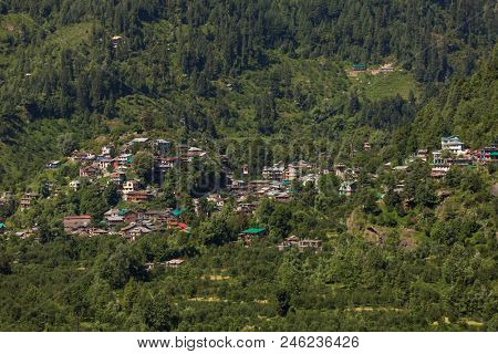 View of Vashisht village and Kullu valley in Himachal Pradesh state, India.