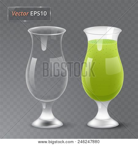 Juice And An Empty Glass. Fruit Organic Drink. Healthy Diet. Clean Eating. Transparent Photo Realist