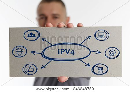 The Concept Of Business, Technology, The Internet And The Network. Young Businessman Showing Inscrip