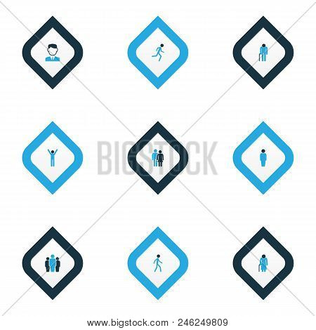 Person Icons Colored Set With Greybeard, Rejoicing, Couple And Other Old  Elements. Isolated Vector 