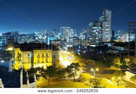 High Angle Over The City Of Maputo At Night