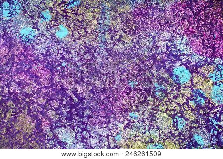 This Painted Textured Abstract Background Features Shades Of Puprle With Hints Of Blue, Yellow And P