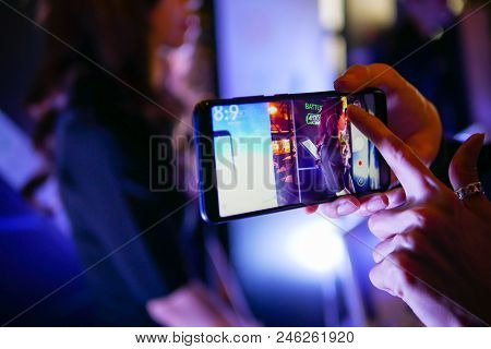 Bangkok, Thailand - January 11, 2018: Hands On Asus Zenfone Max Plus, The Latest Android Smartphone
