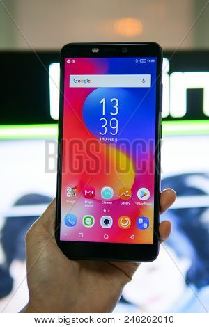 Bangkok, Thailand - February 9, 2018: Hands On Infinix S3, The Latest Android Smartphone For Medium