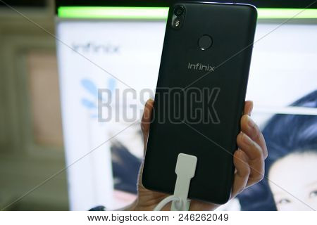 Bangkok, Thailand - February 9, 2018: Hands On Infinix S3, The Latest Android Smartphone For Medium