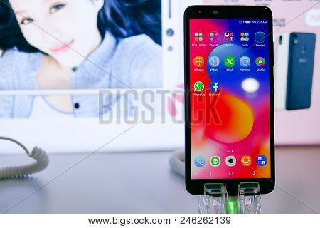 Bangkok, Thailand - February 9, 2018: Hands On Infinix S3, The Latest Android Smartphone For Medium